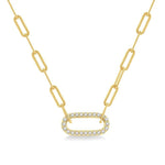 Load image into Gallery viewer, 1/4 Ctw Paperclip Round Cut Diamond Pendant With Chain in 14K Yellow Gold