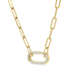 Load image into Gallery viewer, 1/4 Ctw Paperclip Round Cut Diamond Pendant With Chain in 14K Yellow Gold