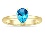Load image into Gallery viewer, 8X5 MM Pear Cut Blue Topaz Semi-Precious Solitaire Ring in 14K Yellow Gold