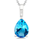 Load image into Gallery viewer, 8X5 MM Pear Cut Blue Topaz Semi-Precious Solitaire Pendant With Chain in 14K White Gold