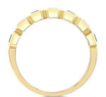 Load image into Gallery viewer, 4X3 MM Octagonal Shape Emerald and 5/8 Ctw Emerald Cut Diamond 7 Stone Bezel Set Precious Fashion Band in 14K Yellow Gold