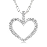 Load image into Gallery viewer, 1/2 Ctw Round Cut Diamond Heart Pendant With Chain in 14K White Gold