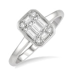 Load image into Gallery viewer, 1/3 Ctw Octagonal Shape Baguette and Round Cut Diamond Ladies Ring in 14K White Gold