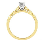 Load image into Gallery viewer, 1/10 Ctw Emerald Shape Round Cut Diamond Semi-Mount Engagement Ring in 14K Yellow and White Gold