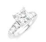 Load image into Gallery viewer, 1 Ctw Princess Shape Emerald and Round Cut Diamond Semi-Mount Engagement Ring in 14K White Gold