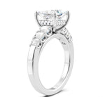 Load image into Gallery viewer, 1 Ctw Princess Shape Emerald and Round Cut Diamond Semi-Mount Engagement Ring in 14K White Gold