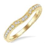 Load image into Gallery viewer, 1/6 Ctw Etched and Milgrain Highlighted Round Cut Diamond Wedding Band in 14K Yellow Gold