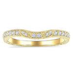 Load image into Gallery viewer, 1/6 Ctw Etched and Milgrain Highlighted Round Cut Diamond Wedding Band in 14K Yellow Gold