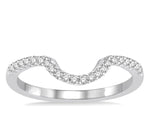 Load image into Gallery viewer, 1/8 Ctw Curved Center Round Cut Diamond Wedding Band in 14K White Gold