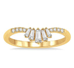 Load image into Gallery viewer, 1/4 Ctw Chevron Baguette Crown and Round Cut Diamond Fashion Ring in 14K Yellow Gold