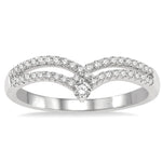Load image into Gallery viewer, 1/4 Ctw Interlocked Twin Chevron Round Cut Diamond Fashion Ring in 14K White Gold