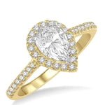 Load image into Gallery viewer, 3/8 Ctw Pear Shape Diamond Ladies Engagement Ring with 1/4 Ct Pear Cut Center Stone in 14K Yellow and White Gold