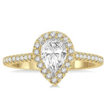 Load image into Gallery viewer, 3/8 Ctw Pear Shape Diamond Ladies Engagement Ring with 1/4 Ct Pear Cut Center Stone in 14K Yellow and White Gold