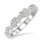 Load image into Gallery viewer, 1/20 Ctw Floral Lattice Shank Round Cut Diamond Wedding Band in 14K White Gold
