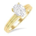 Load image into Gallery viewer, 1/20 Ctw Oval Shape Grooved Shank Round Cut Diamond Semi-Mount Engagement Ring in 14K Yellow Gold