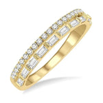 Load image into Gallery viewer, 1/2 Ctw Parallel Row Baguette and Round Cut Diamond Stackable Fashion Band in 14K Yellow Gold