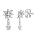 Load image into Gallery viewer, 1/4 Ctw Round Cut Diamond Palm Tree Earrings in 14K White Gold