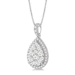 Load image into Gallery viewer, 3/4 Ctw Pear Shape Diamond Lovebright Pendant in 14K White Gold with Chain