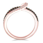 Load image into Gallery viewer, 1/4 Ctw Triple Cut Shank Clear and Brown Diamond Ladies Ring in 10K Rose Gold
