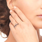 Load image into Gallery viewer, 1/4 Ctw Triple Cut Shank Clear and Brown Diamond Ladies Ring in 10K Rose Gold