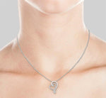 Load image into Gallery viewer, 1/6 Ctw Split Side Double Heart Round Cut Diamond Pendant With Link Chain in 10K White Gold