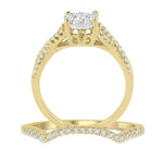Load image into Gallery viewer, 1/2 Ctw Diamond Wedding Set with 1/3 Ctw Lovebright Engagement Ring and 1/10 Ctw Wedding Band in 14K Yellow and White Gold