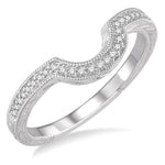 Load image into Gallery viewer, 1/6 Ctw Curve Center Round Cut Diamond Wedding Band in 14K White Gold