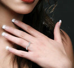 Load image into Gallery viewer, 1/6 Ctw Curve Center Round Cut Diamond Wedding Band in 14K White Gold