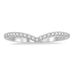 Load image into Gallery viewer, 1/6 Ctw Curve V-Drop Round Cut Diamond Ladies Ring in 14K White Gold