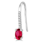 Load image into Gallery viewer, 5x3 MM Oval Cut Ruby and 1/20 Ctw Round Cut Diamond Precious Earrings in 10K White Gold