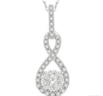 Load image into Gallery viewer, 1/4 Ctw Winding Round Cut Diamond Lovebright Pendant With Link Chain in 14K White Gold