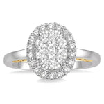 Load image into Gallery viewer, 3/4 Ctw Oval Shape Lovebright Round Cut Diamond Ring in 14K White and Yellow Gold