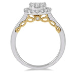 Load image into Gallery viewer, 3/4 Ctw Oval Shape Lovebright Round Cut Diamond Ring in 14K White and Yellow Gold