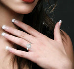 Load image into Gallery viewer, 3/4 Ctw Oval Shape Lovebright Round Cut Diamond Ring in 14K White and Yellow Gold