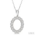 Load image into Gallery viewer, 1/8 Ctw Circular Lattice Halo Round Cut Diamond Fashion Pendant in 10K White Gold with chain