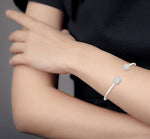Load image into Gallery viewer, 5/8 Ctw Oval Shape Lovebright Open Cuff Diamond Bangle in 14K White Gold