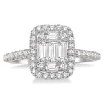 Load image into Gallery viewer, 1 Ctw Baguette & Round Cut Fusion Diamond Ring in 14K White Gold