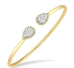 Load image into Gallery viewer, 5/8 Ctw Round Cut Lovebright Diamond Pear Shape Open Cuff Bangle in 14K Yellow and White Gold
