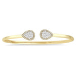 Load image into Gallery viewer, 5/8 Ctw Round Cut Lovebright Diamond Pear Shape Open Cuff Bangle in 14K Yellow and White Gold