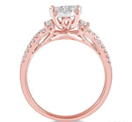 Load image into Gallery viewer, 3/4 Ctw Crossed Split Shank Lovebright Diamond Cluster Ring in 14K Rose and White Gold