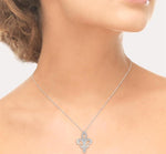 Load image into Gallery viewer, 1/10 Ctw Fleur De Lis Round Cut Diamond Pendant With Chain in 10K White Gold