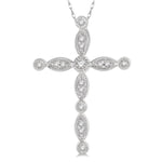Load image into Gallery viewer, 1/10 Ctw Marquise & Circular Mount Cross Charm Round Cut Diamond Pendant With Chain in 10K White Gold