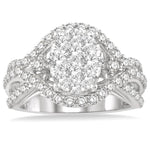 Load image into Gallery viewer, 1 1/10 Ctw Split Shank Oval Shape Lovebright Round Cut Diamond Ring in 14K White Gold