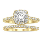 Load image into Gallery viewer, 1/2 Ctw Diamond Wedding Set With 3/8 Ctw Round Cut Engagement Ring and 1/10 Ctw Wedding Band in 14K Yellow and White gold