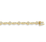 Load image into Gallery viewer, 1 1/10 Ctw Marquise and Floral Link Diamond Bracelet in 14K Yellow Gold