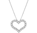 Load image into Gallery viewer, 1/4 Ctw Heart Shape Round Cut Diamond Pendant With Chain in 14K White Gold