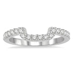 Load image into Gallery viewer, 1/3 Ctw U-Shape Center Round Cut Diamond Wedding Band in 14K White Gold
