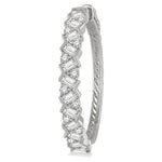 Load image into Gallery viewer, 2 Ctw Zigzag Baguette and Round Cut Diamond Hoop Earring in 14K White Gold