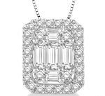 Load image into Gallery viewer, 1/2 Ctw Octagonal Baguette & Round Cut Diamond Pendant With Box Chain in 14K White Gold