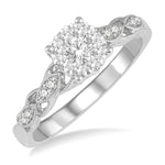 Load image into Gallery viewer, 3/8 Ctw Two-Tone Lattice Shank Round Cut Diamond Lovebright Ring in 14K White Gold